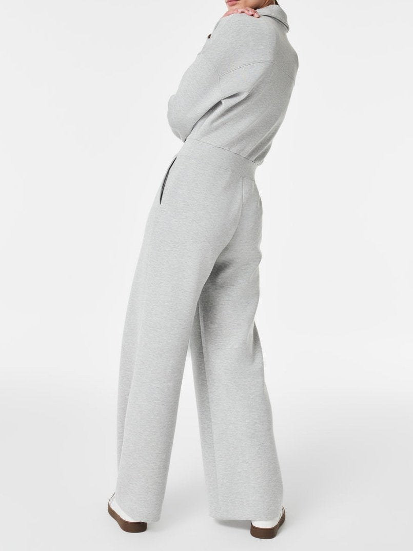 Solid Color Half Zip Jumpsuit
