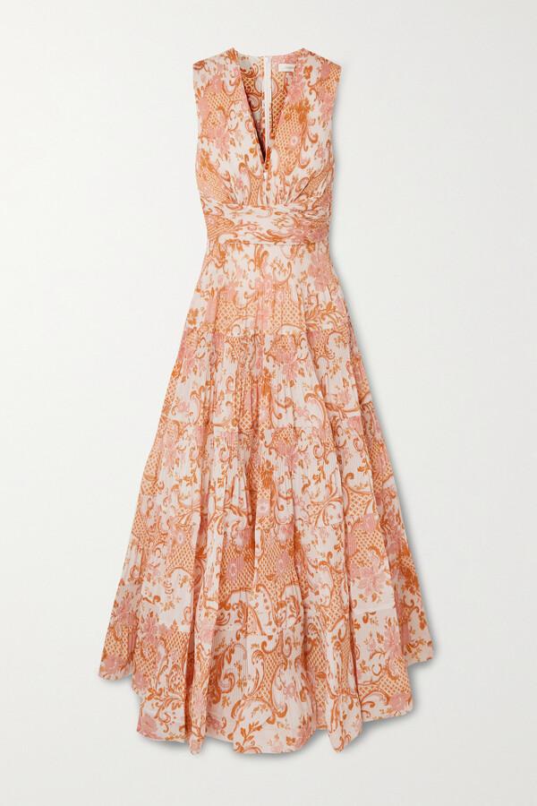 Printed Organza Maxi Dress