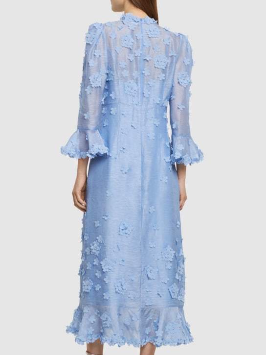 3D Flowers Tulle Midi Dress