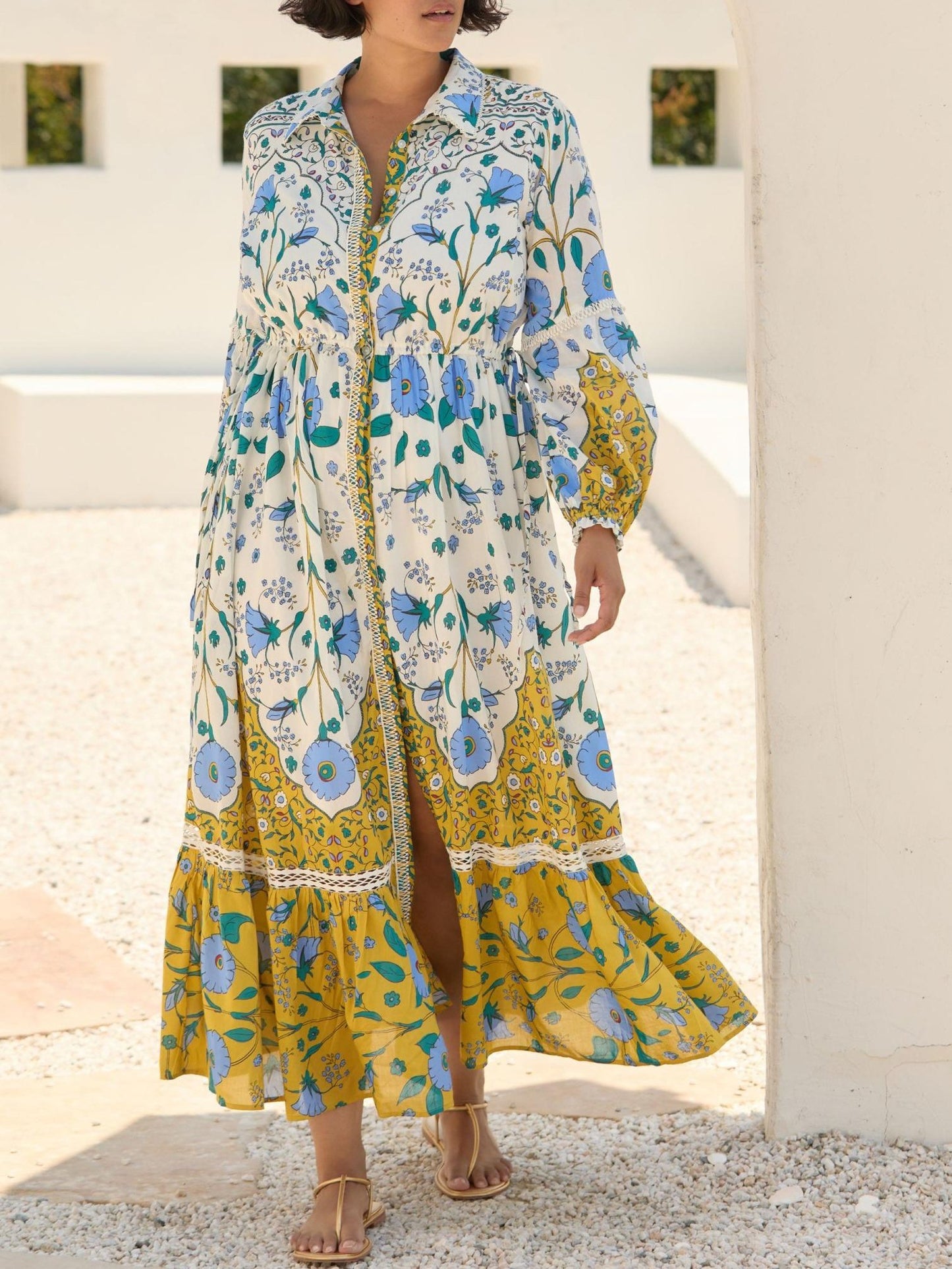 Long-Sleeve Maxi Shirt Dress