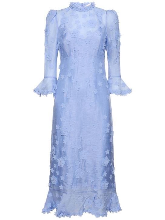 3D Flowers Tulle Midi Dress