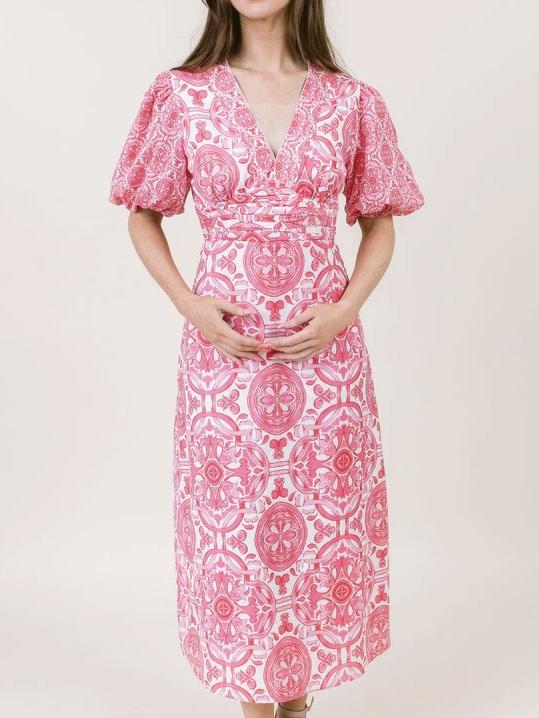 DRESS IN PINK TRELLIS