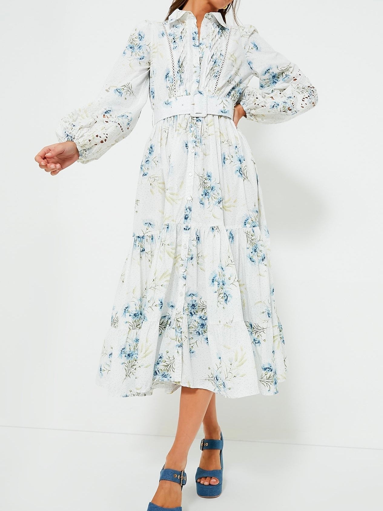 Blue Field Poplin Maxi Dress