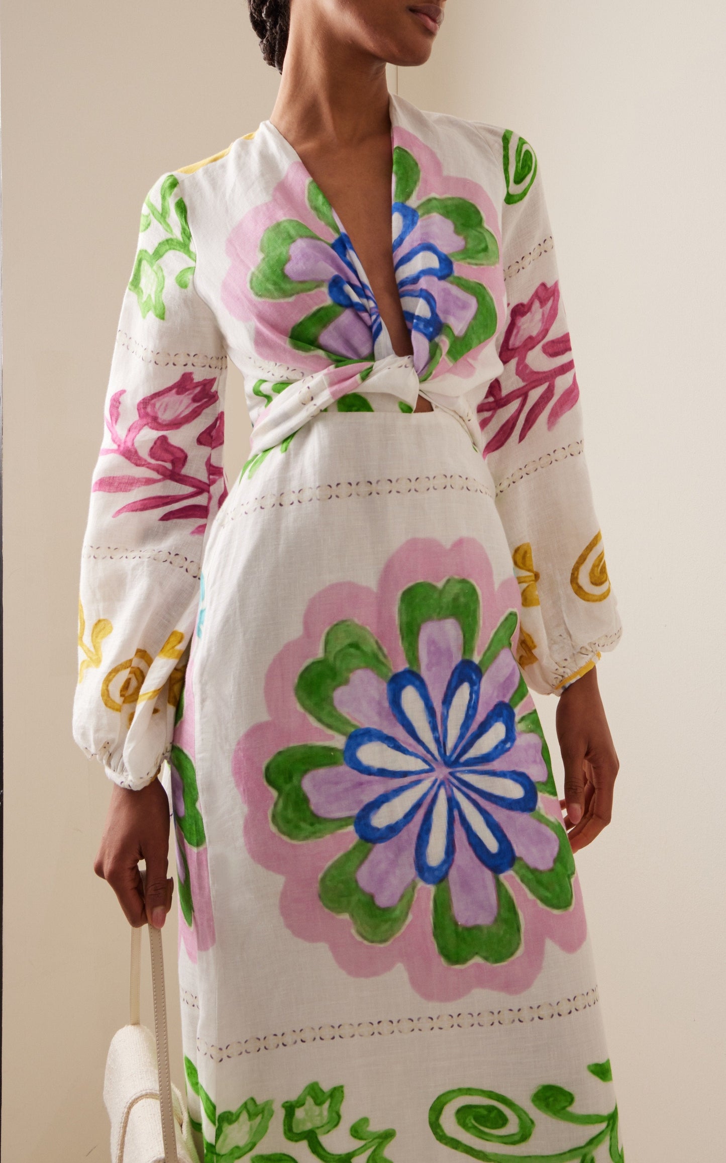 (ON SALE🔥)White Printed Maxi Dress