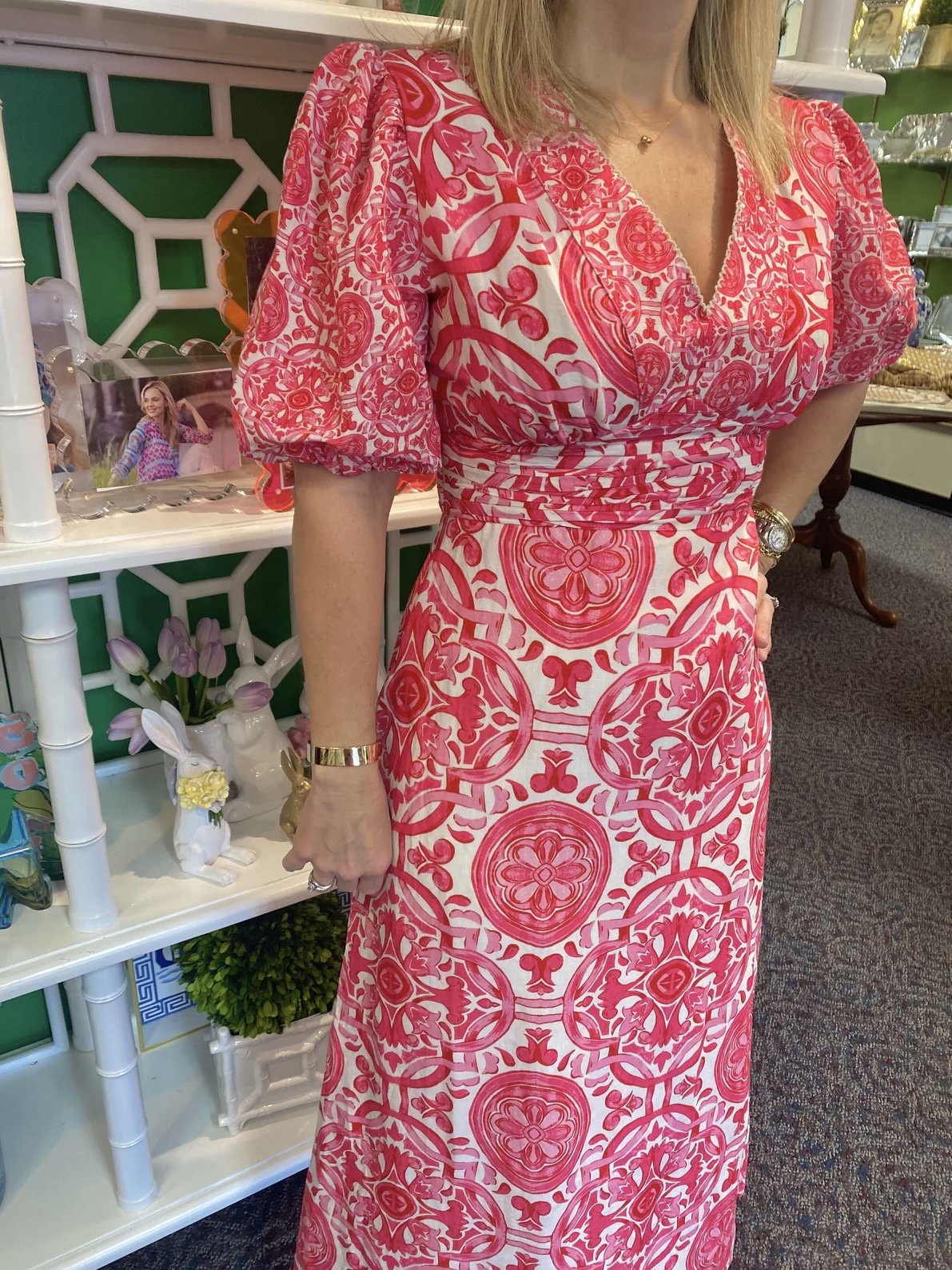 DRESS IN PINK TRELLIS