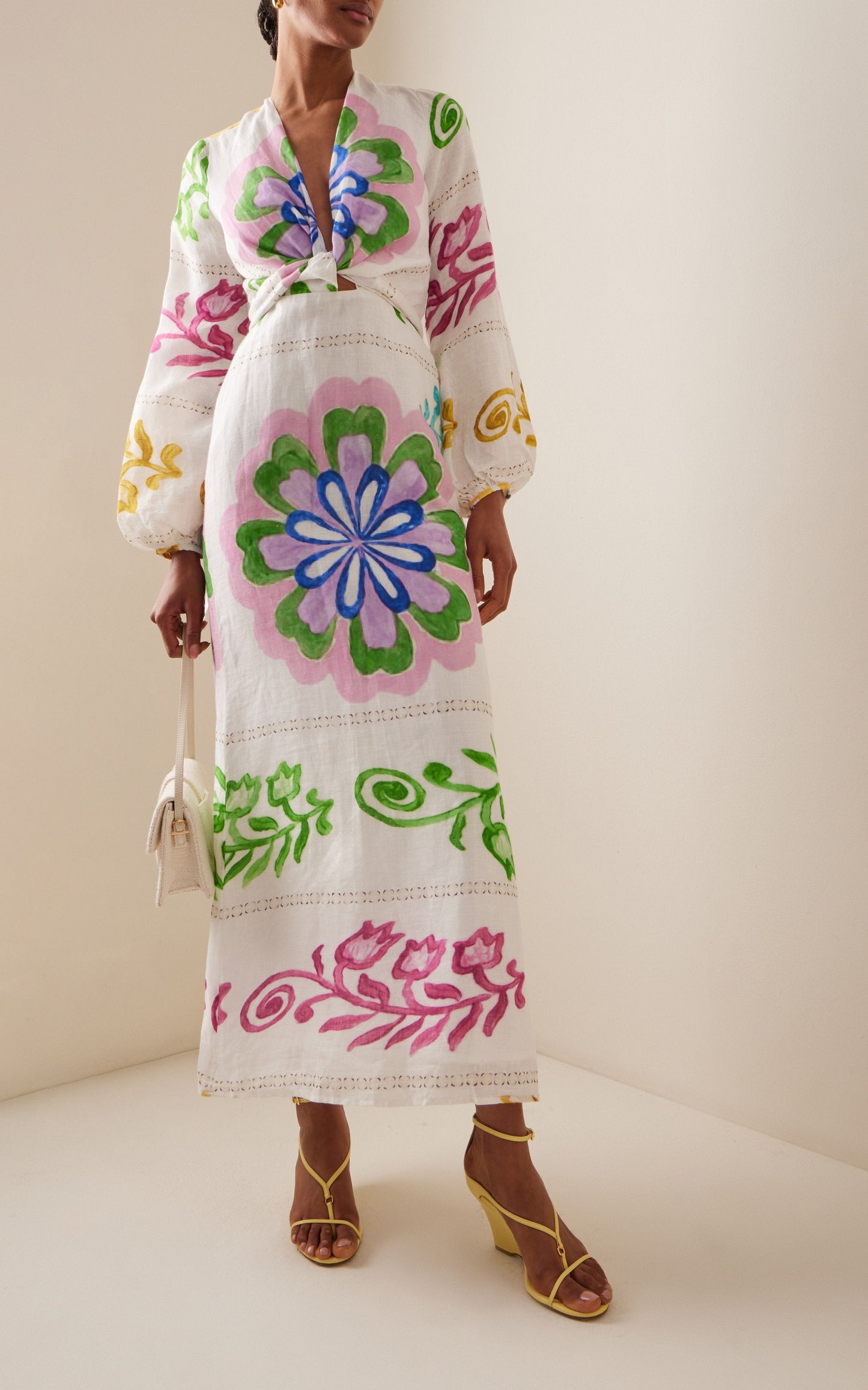(ON SALE🔥)White Printed Maxi Dress