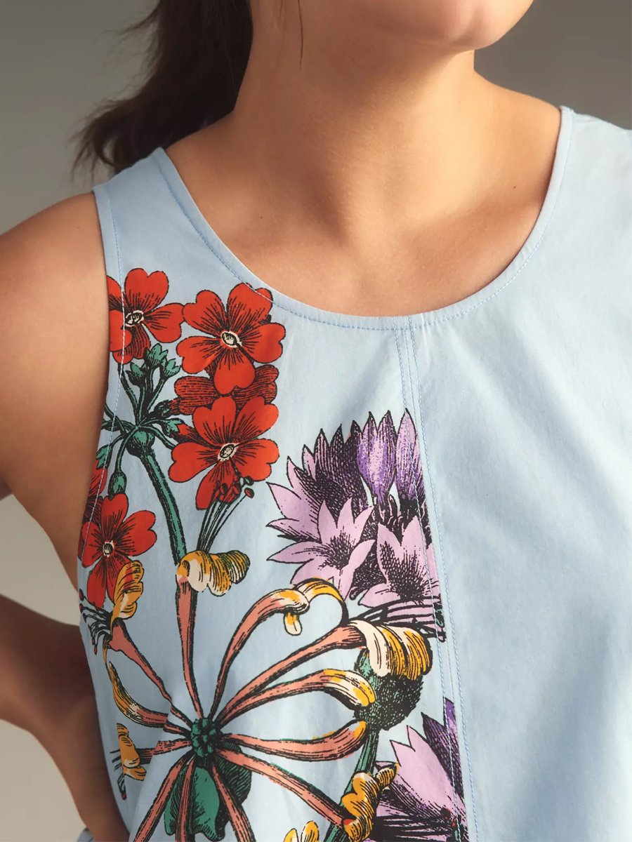 Scooped Back Sleeveless Printed Mini Dress