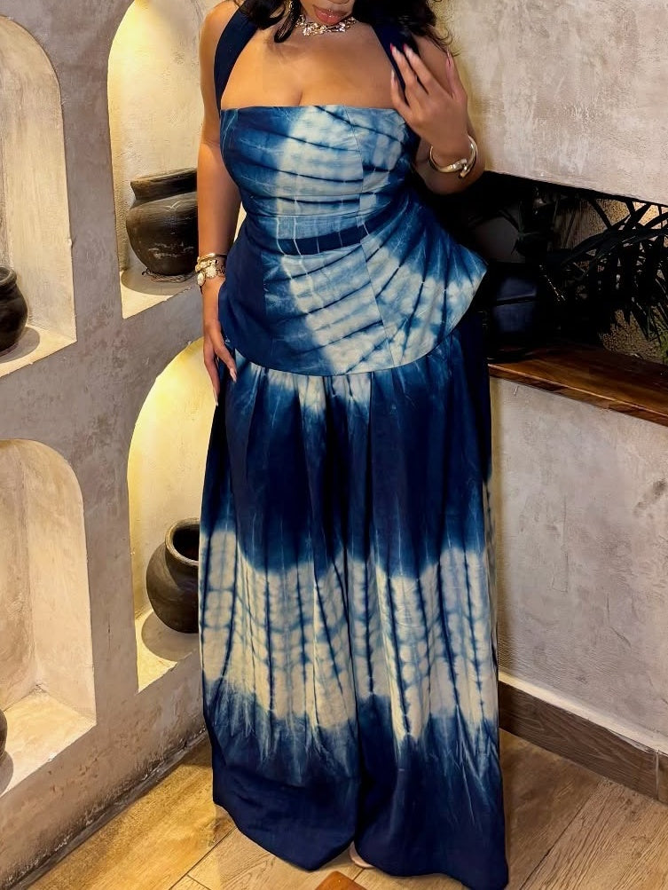 Printed Halter Neck Two-Piece Set