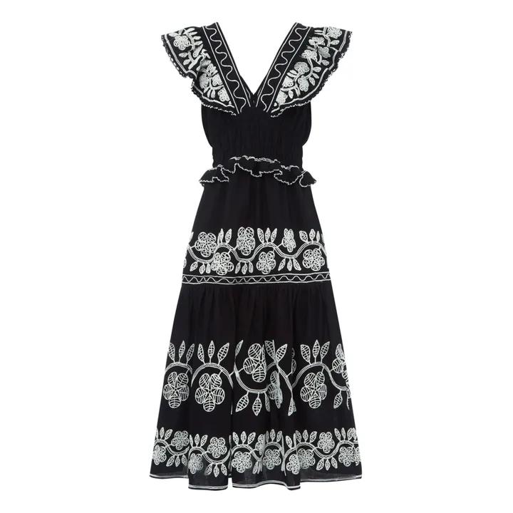 Embroidered V-Neck Midi Dress