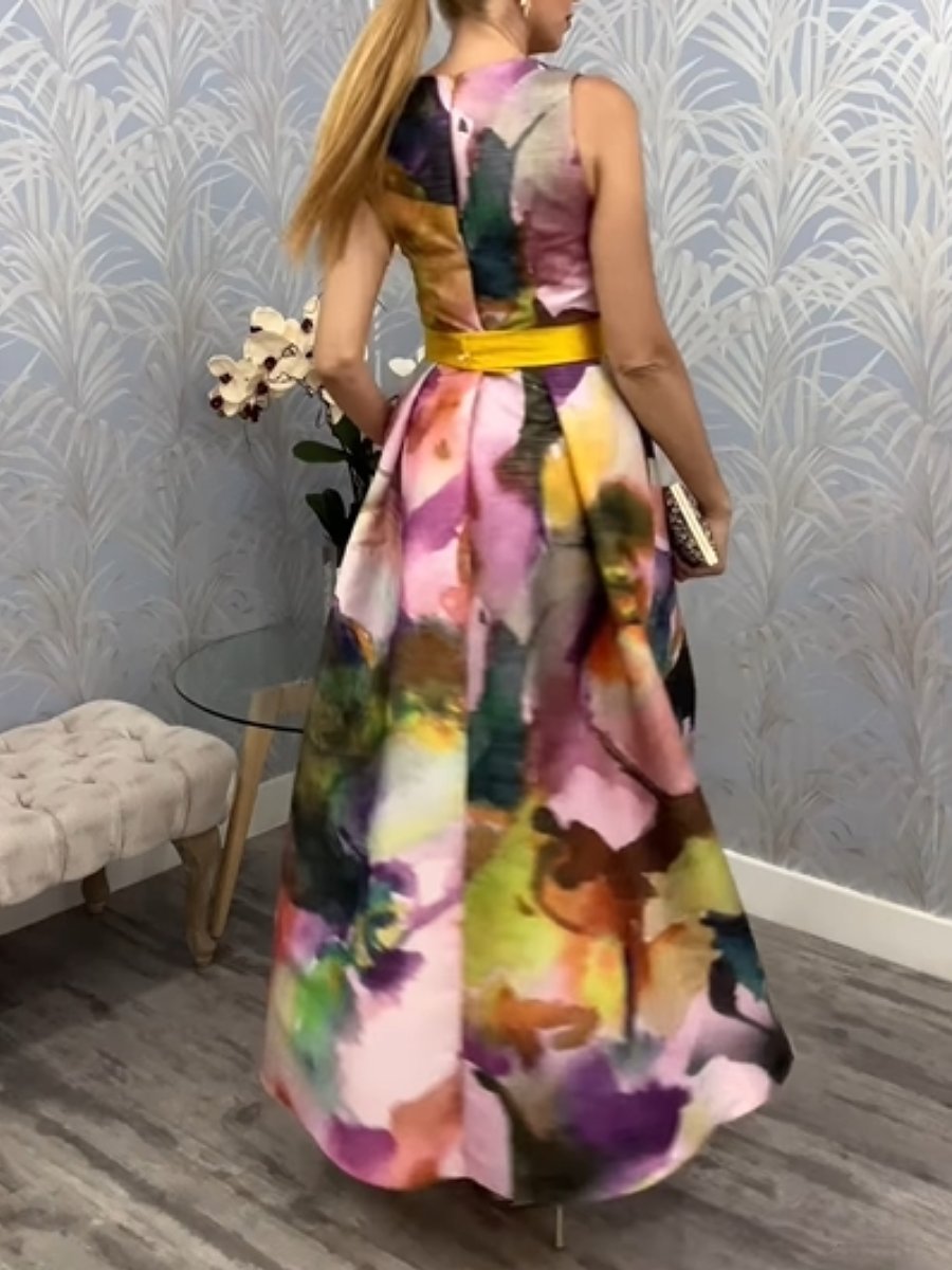 Sleeveless A-line Midi Dress For Events