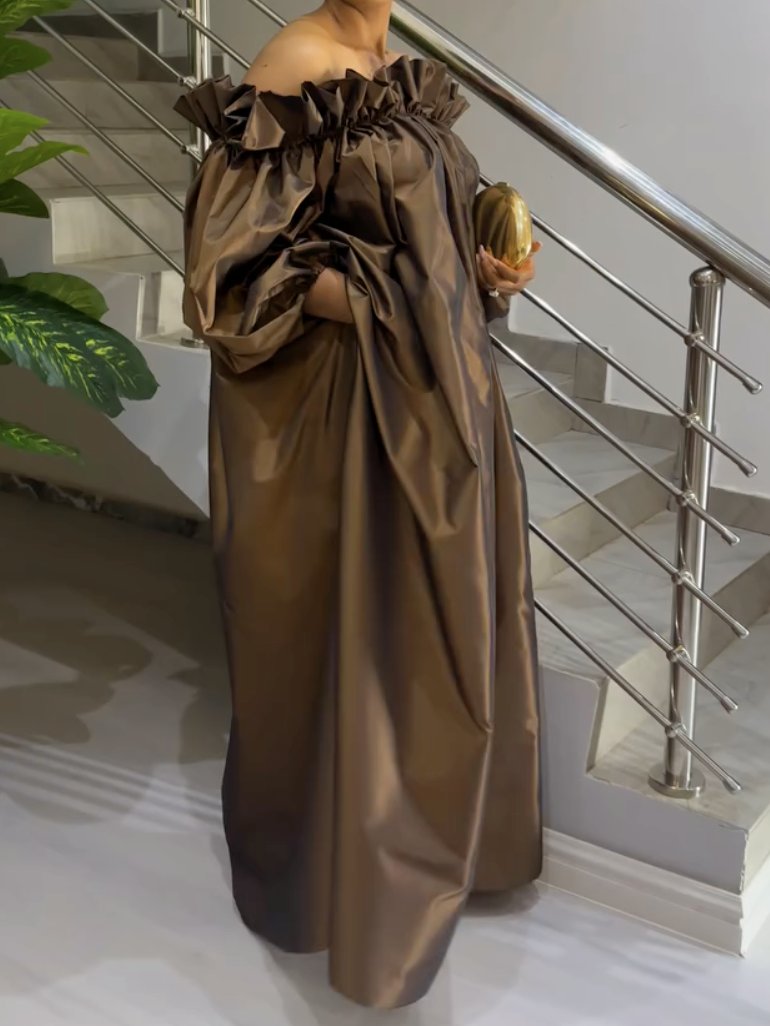 ⏰ Last Day Promotion $7 Off-Lotus Collar Long Sleeve Loose Maxi Dress