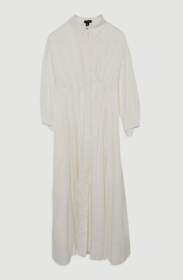 Cotton Poplin Pleat Maxi Dress