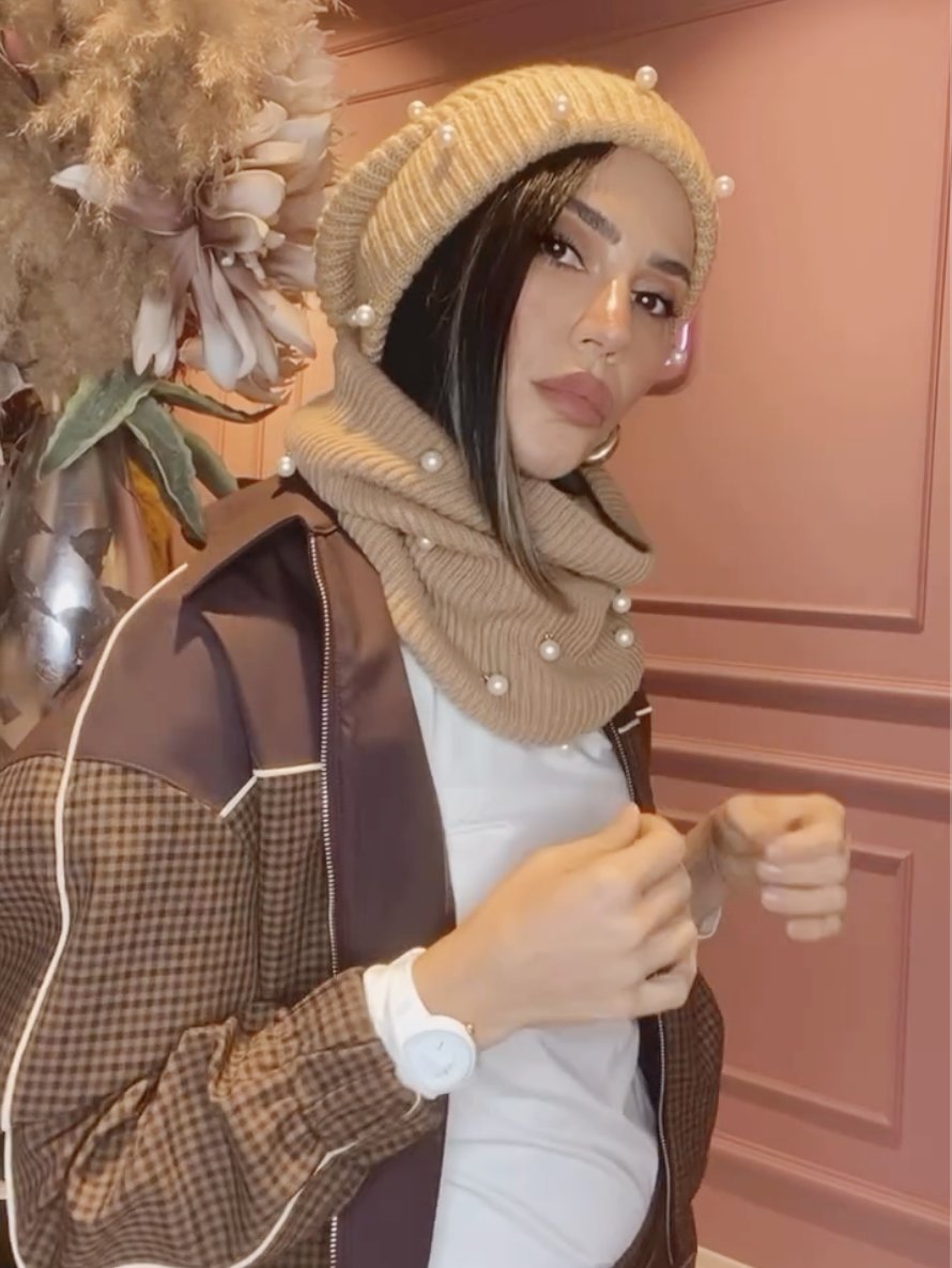 Warm Peal Beanie Hat Scarf Set