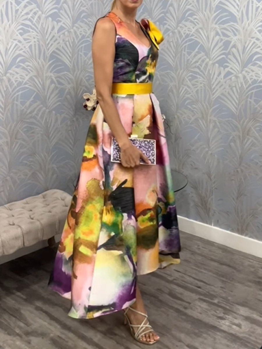 Sleeveless A-line Midi Dress For Events