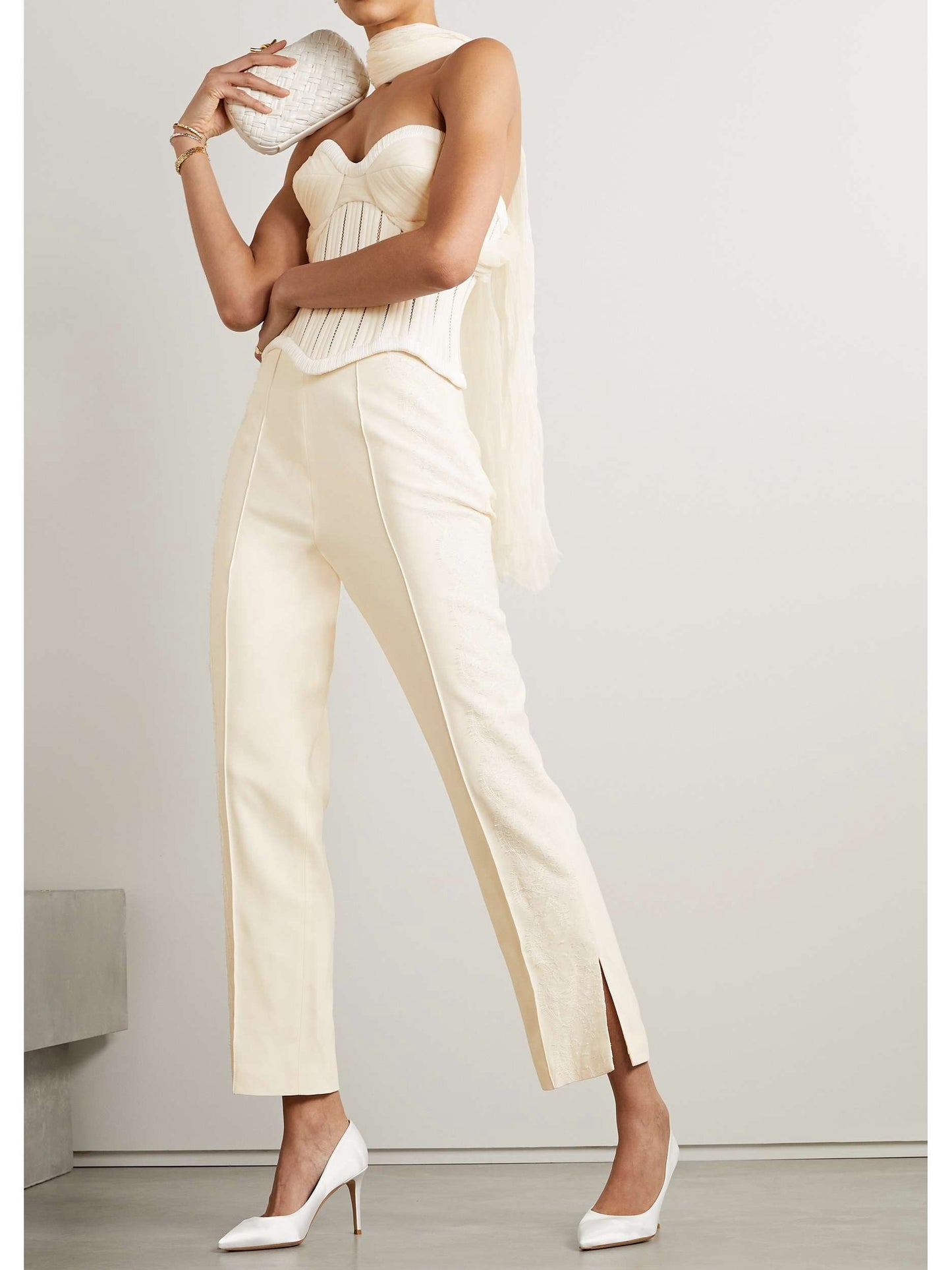 Strapless Cotton-blend Twill Bustier Top