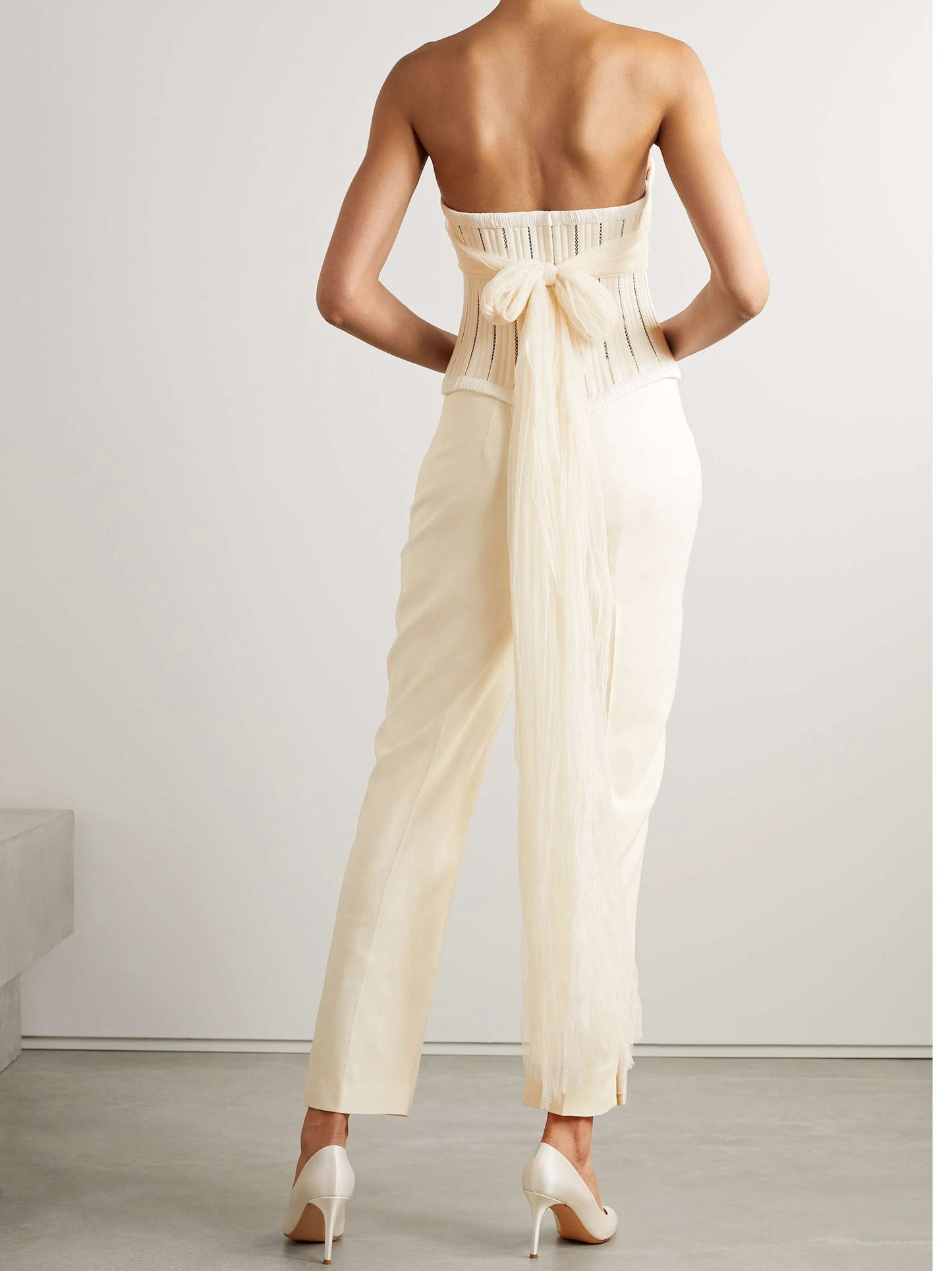 Strapless Cotton-blend Twill Bustier Top