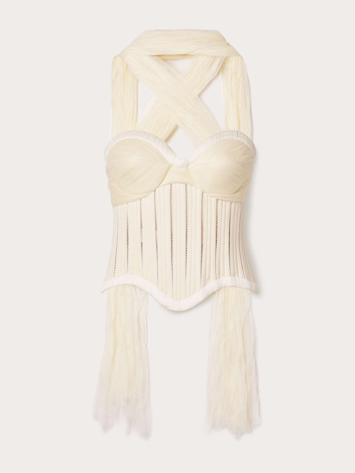 Strapless Cotton-blend Twill Bustier Top