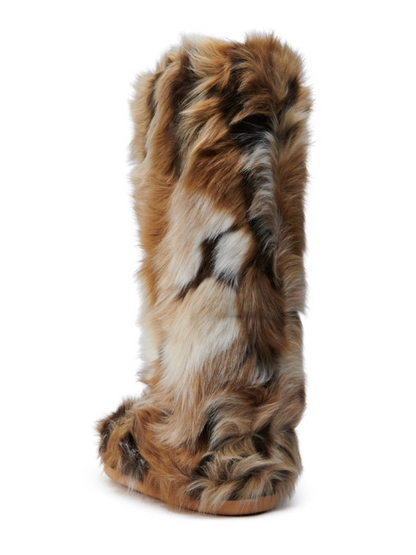 Multi-Fuzzy Flat Knee High Boot