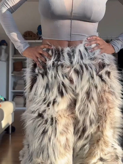 Thick Faux Fur Wide Leg Pants