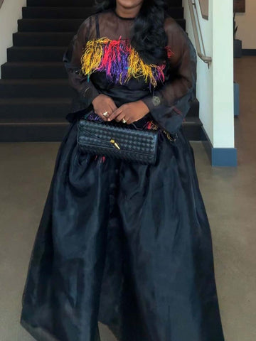 Organza Feathers Skirt Set