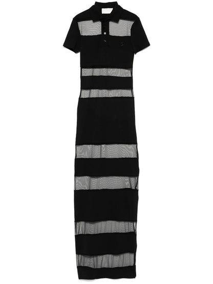 Mesh Patchwork Short Sleeve Maxi Dress