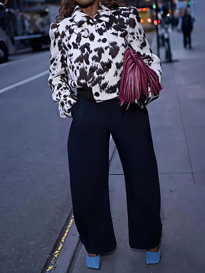 Cow-print Double-breasted Jacket
