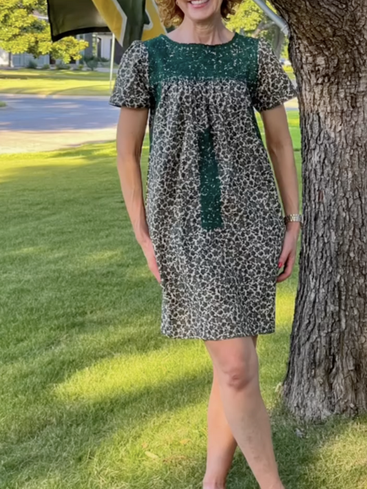 Green Leopard Print Mini Dress