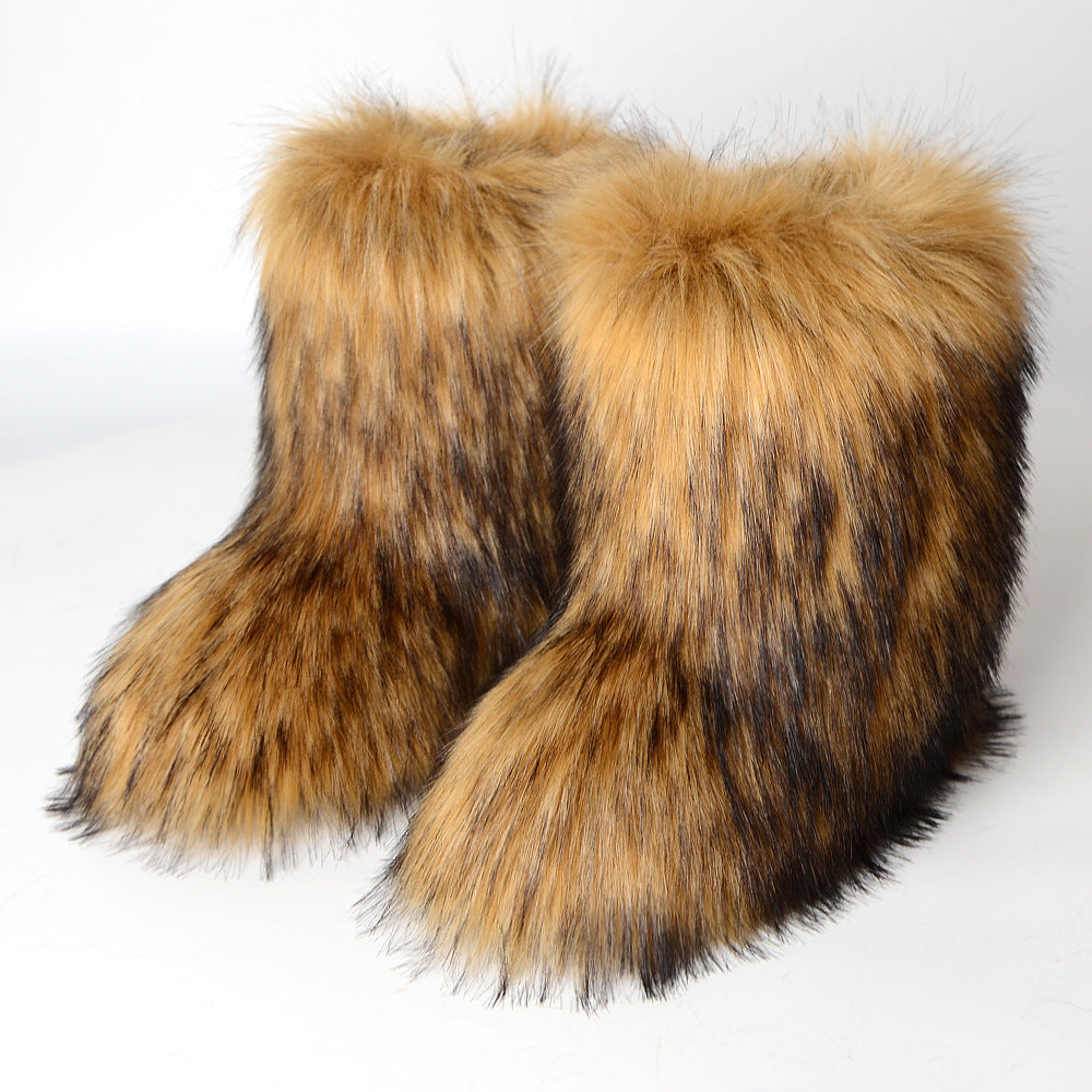 Faux Fur Boot Furry Fluffy Short Snow Boot