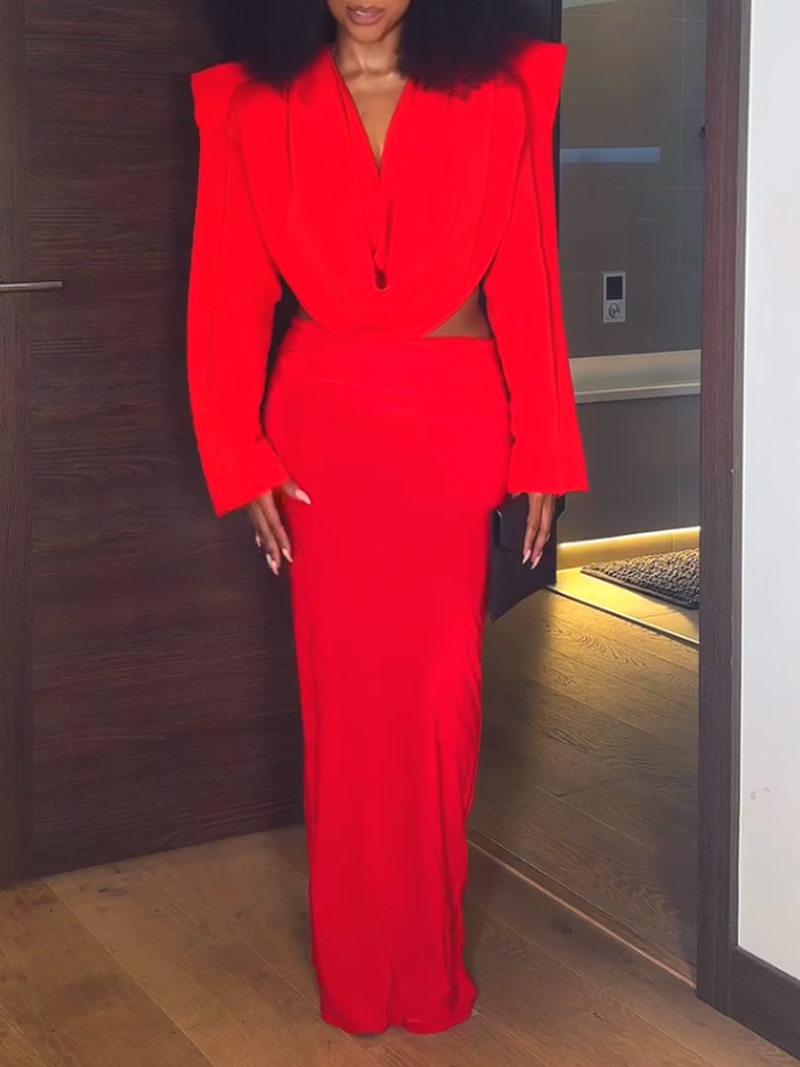 Red Shoulder Pad Retro Suit