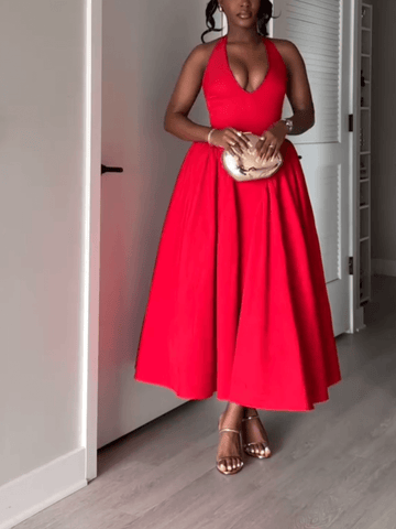 Classic A Line Halter Neck Dress