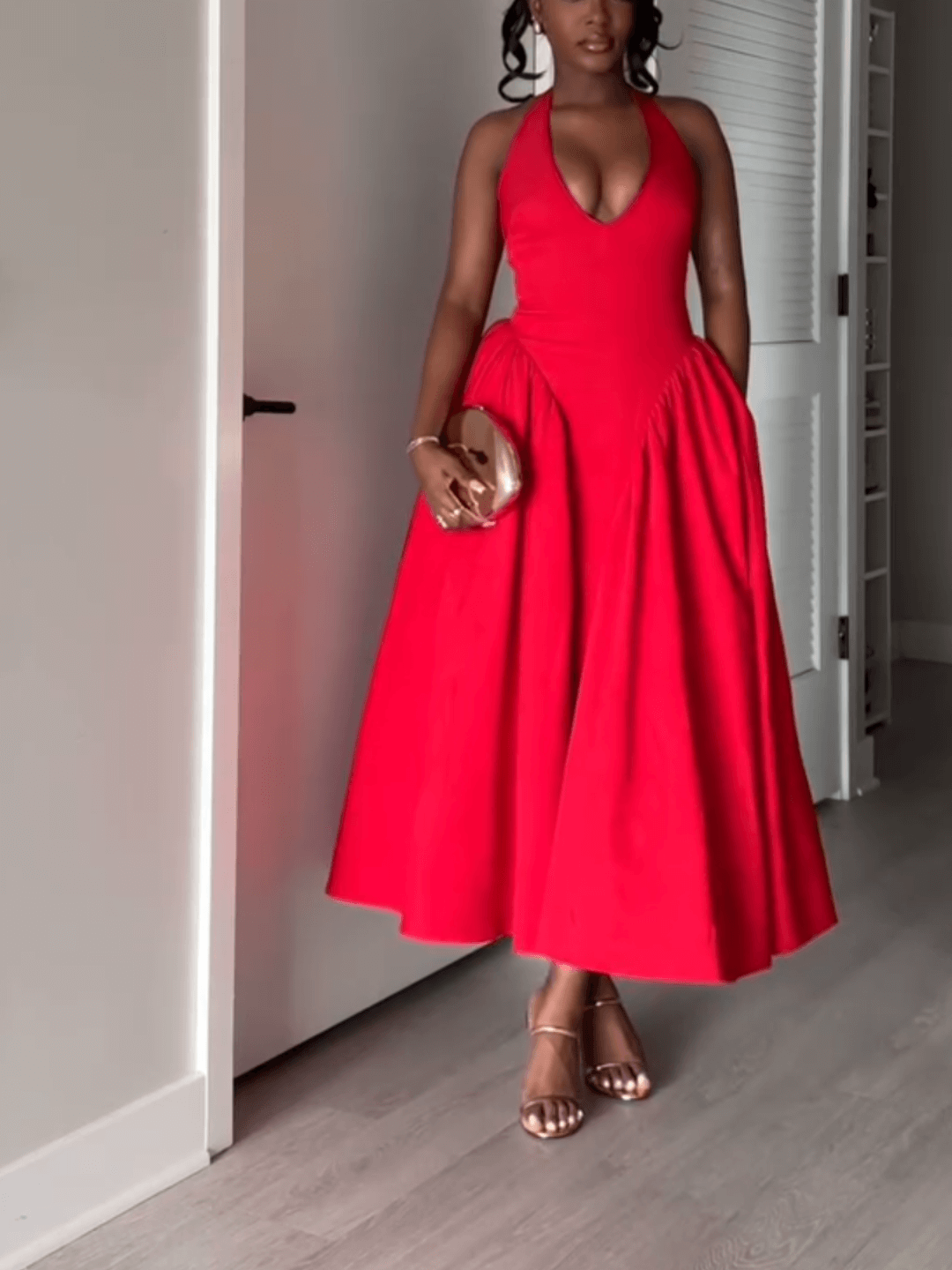 Classic A Line Halter Neck Dress