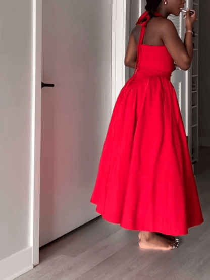 Classic A Line Halter Neck Dress