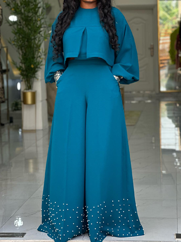 Elegant Crop Top And Wide-leg Trousers