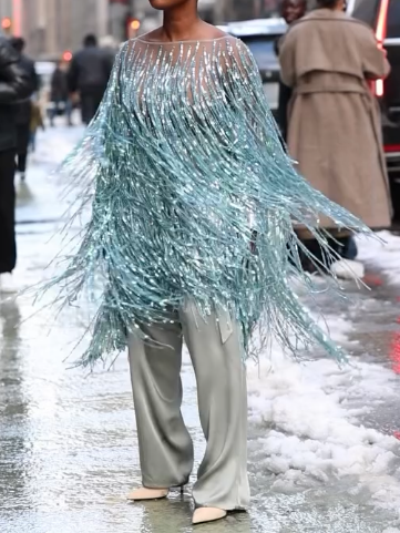 Blue Fringes Tops