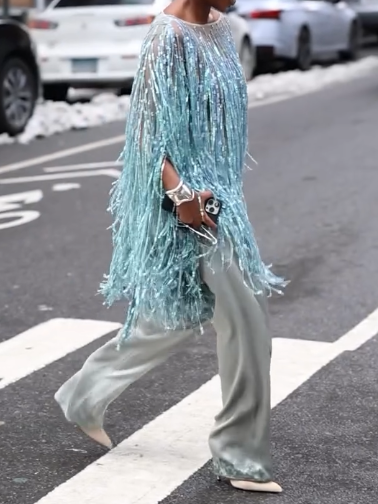 Blue Fringes Tops