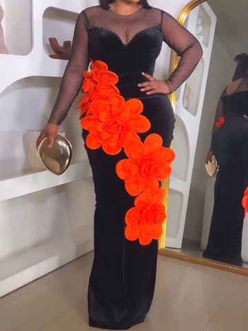 Stylish Embellished Floral Maxi Gown