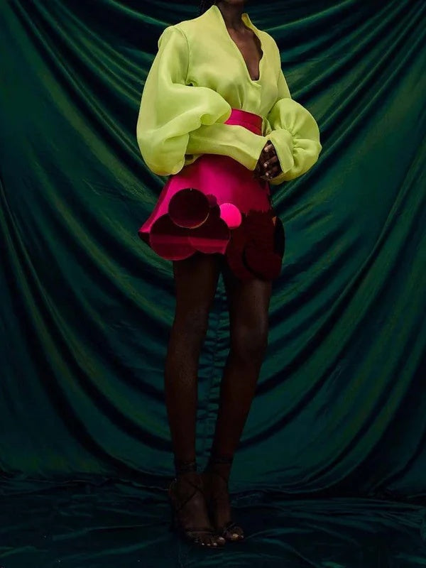 Hand-embellished Feathers Two Pieces Dress