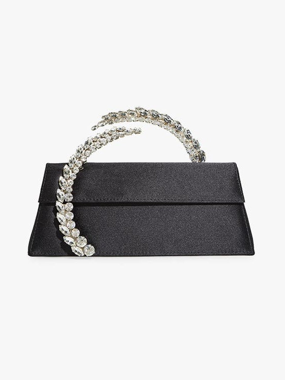 Crystal Spiral Handle Satin Clutch