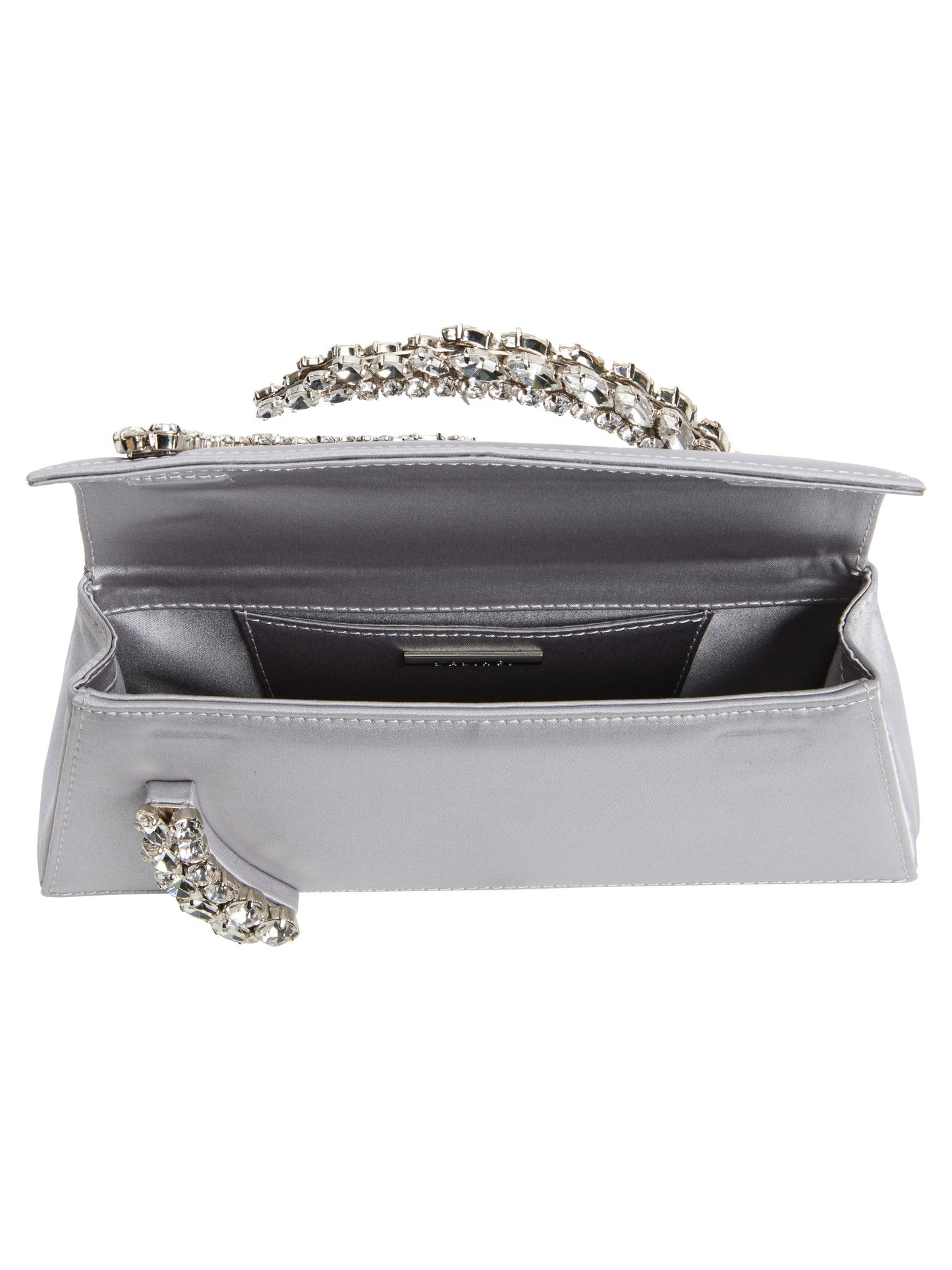 Crystal Spiral Handle Satin Clutch