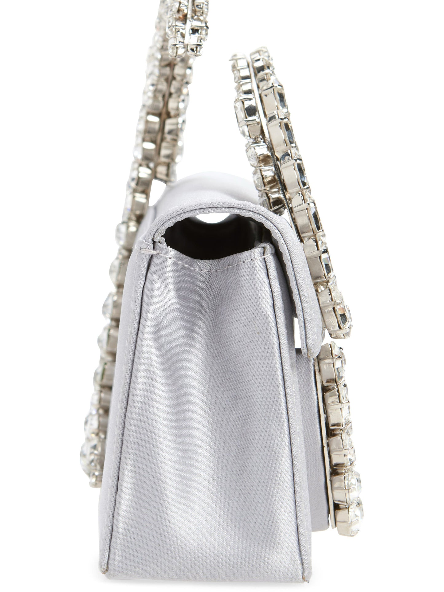 Crystal Spiral Handle Satin Clutch