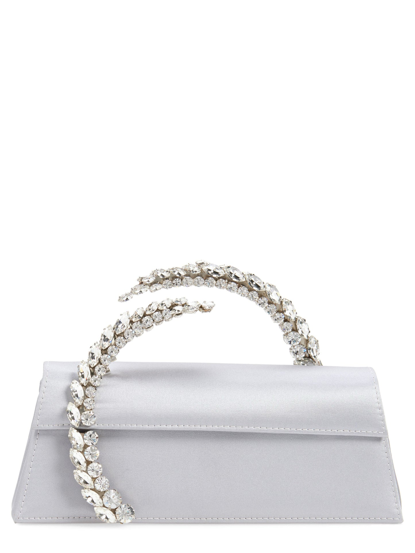 Crystal Spiral Handle Satin Clutch