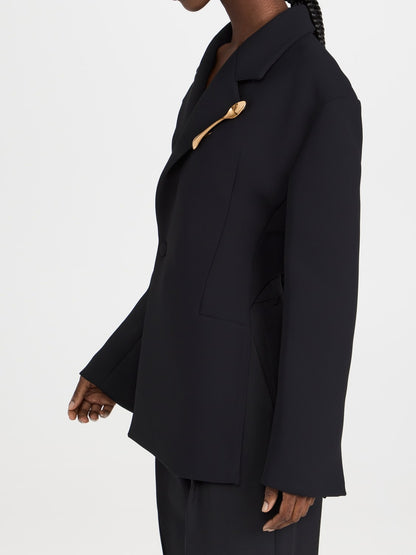 Scoop embellished backless blazer