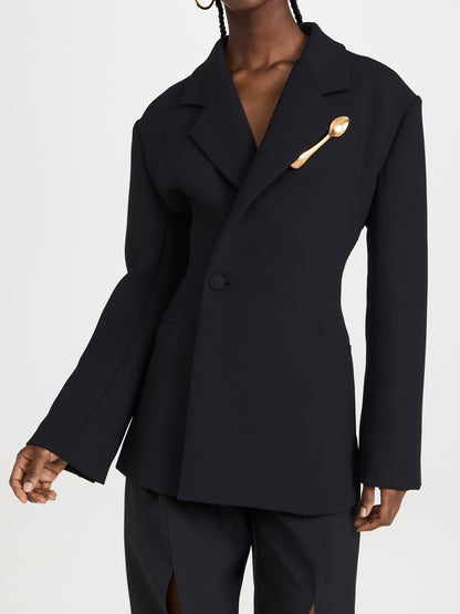 Scoop embellished backless blazer