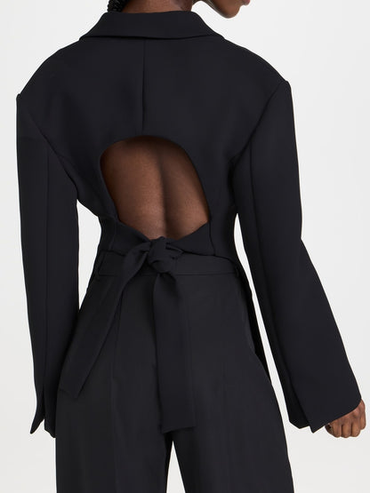 Scoop embellished backless blazer