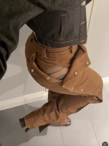 Lace Up Buckle Denim Pants