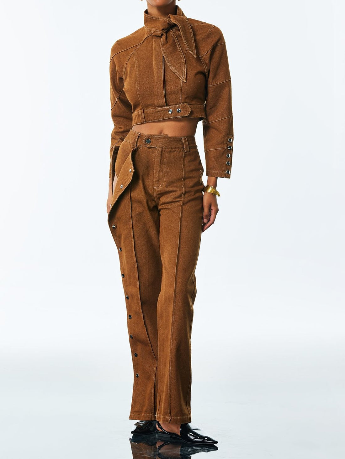 Brown Button Denim Jacket