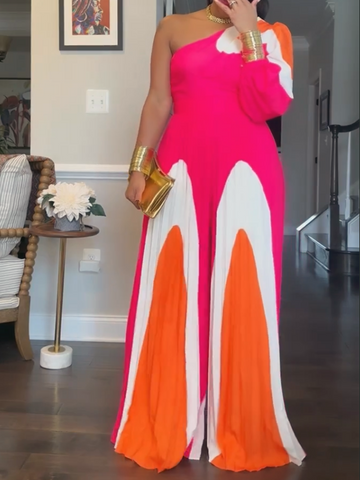 Vibrant One-shoulder Jumpsuit