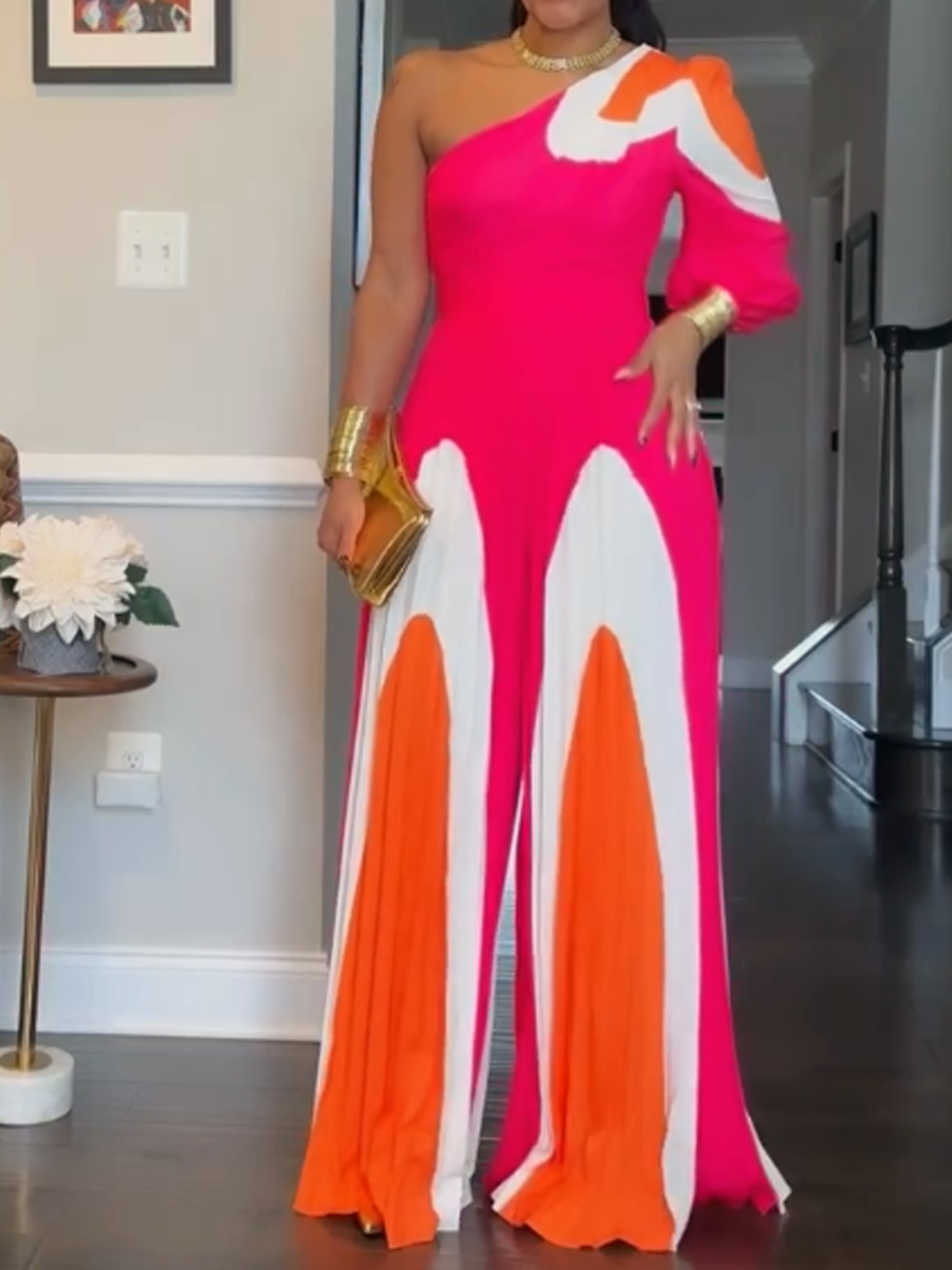 Vibrant One-shoulder Jumpsuit