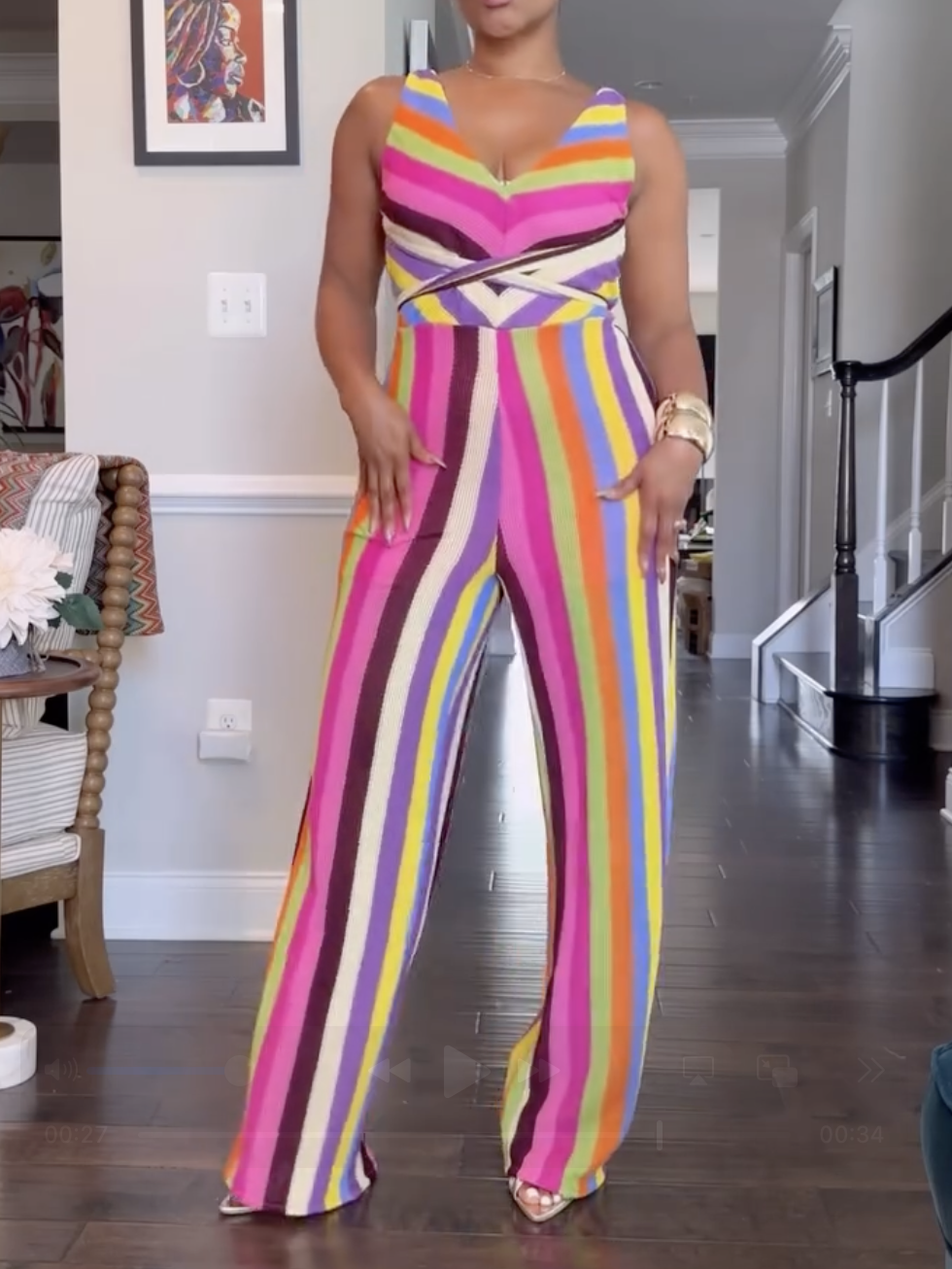 Knit Stretch Colorful Jumpsuit