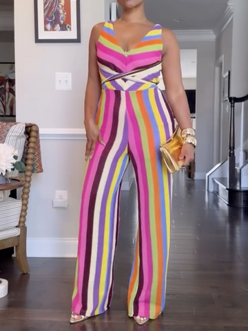 Knit Stretch Colorful Jumpsuit